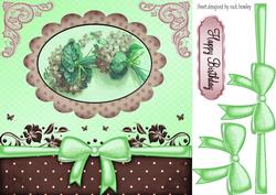 Pretty Flowers in Scalloped Frame with Green Bow 8x8