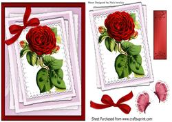 Pretty Red Roses in Lace with Butterflies A5