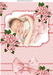 Sweet Dreams Baby Girl with Her Bottle and Flowers A4