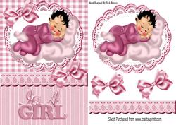 Baby Girl Sleeping on a Cloud with Pretty Bows
