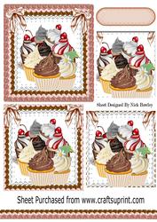 Chocolate, Cream and Cherry Cupcakes Pyramids