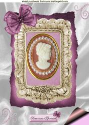 Beautiful Cameo with Rose Pink Background A4 Topper