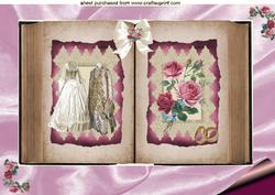Vintage Wedding Pink Satin Open Book A4 Topper