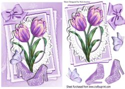 Lilac Tulips on Lace Stacker with Lace Shoes