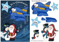Toonie Plane in the Snow with Santa and Snowman