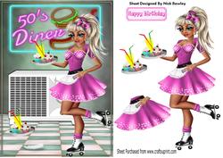 50's Diner with Girl on Roller Skates