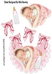 Baby Girl with Her Bottle on Frilly Bib