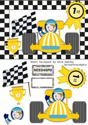 I Have Won the Cup! Racing Driver with Check Flag