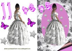 Pretty Lady in White Gown with Diamond Stars