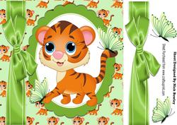 Cute Tiger with Butterflies 8x8