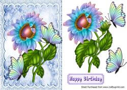 Fantasy Rainbow Sunflower & Rainbow Butterflies