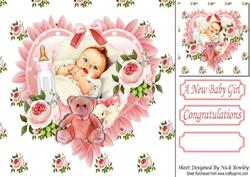 Our Beautiful Daughter, Baby Girl with Hearts & Roses 8x8