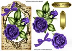 Purple Roses on a Tag with Script Writing