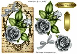 Silver Roses on a Tag with Script Writing