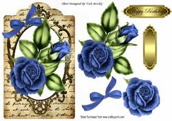 Blue Roses on a Tag with Script Writing