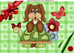 Cute Little Puppy with Tortoise A4 Topper