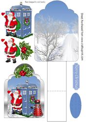 Dr Who and His Tardis in the Snow Easel Card