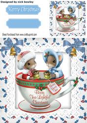 Little Christmas Mice Sat in a Teacup 8x8