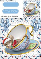 Sleepy Christmas Mouse Dreaming of San-tea-claws 8x8