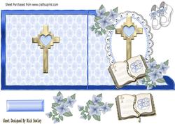 A Lovely Christening or Baptism on Lace in Blue Edge