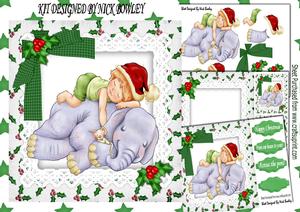 Cuddles with My Friend Ele in a Red Santa Hat Mini Kit