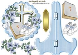 Baby Boy Christening or Baptism, Bible Plate & Stand