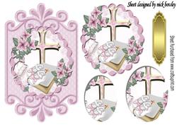Baby Girl Christening with Flower Shoes Oval Pyramids