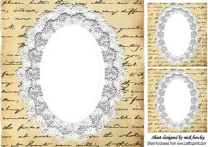 Gold Vintage Script on Lace 8x8 Card/insert with Toppers