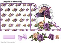 Pretty Lilac Hat with Lilac & Cream Roses on Lace Over Edge