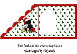 Cute Kitty in Santa Hat and Bells Over the Edge Insert