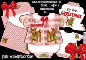 Baby Girls 1st Christmas with Reindeer Romper Suit Mini Kit