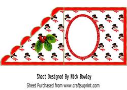 Snowman with Holly in His Top Hat Over the Edge Insert