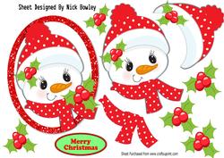 Mrs Jolly Snowlady with Spotty Hat with Holly A4