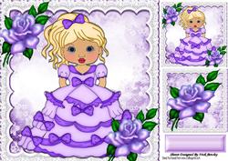 As Pretty as a Picture All Dressed in Purple with Roses 8x8