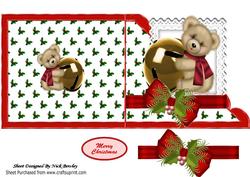 Cute Little Bear with Bell and Bow Over the Edge Card
