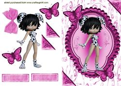 Cute Little Girl in Fancy Dress with Butterflies