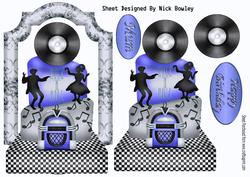 Rock N Roll Birthday Cake with Record, Silver and Blue