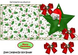 Kitten in Santa Hat Sleeping on a Star Over the Edge Card