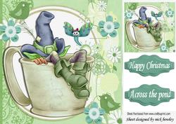 Gnome in Blue Hat Taking a Nap in a Teacup 8x8
