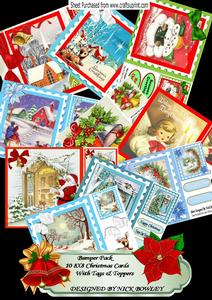 Variety Bumper Pack of 10 8x8 Christmas Cards with Toppers