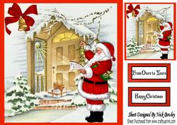 Lovely Santa with His Lantern and Christmas List 8x8