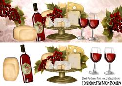 Cheese & Red Wine with Stand and Glasses Dl
