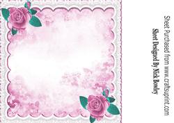 Pretty Rose Pink with Roses and Lace 8x8 Insert