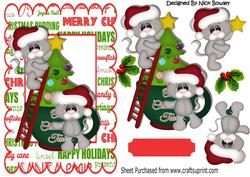 Little Mice in Santa Hats with Christmas Tree