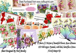 12 Beautiful Mixture of Roses, Pansies Flowers Pyramids, 8x8