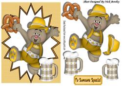 Happy Bear Celebrating Oktoberfest with a Pint