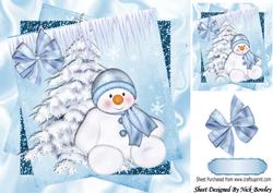 Cute Snowman with Snow Christmas Tree with Glitter Stacks
