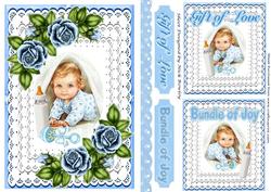 Cute Baby Boy A5 Lace Card Front with Toppers