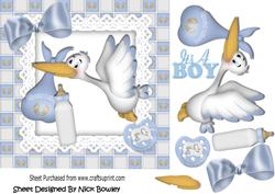 One Beautiful Baby Boy, Special Delivery with Stork 7x7