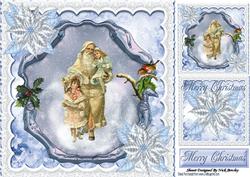 Vintage Santa Magical with Children on a Plaque 8x8